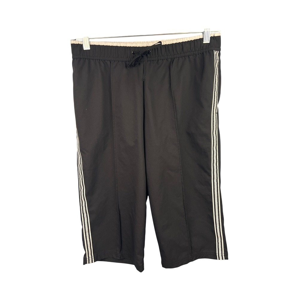 SJB Active Black Pullon Capri Pants White Trim SZMP Sporty‎ Blokecore Activewear